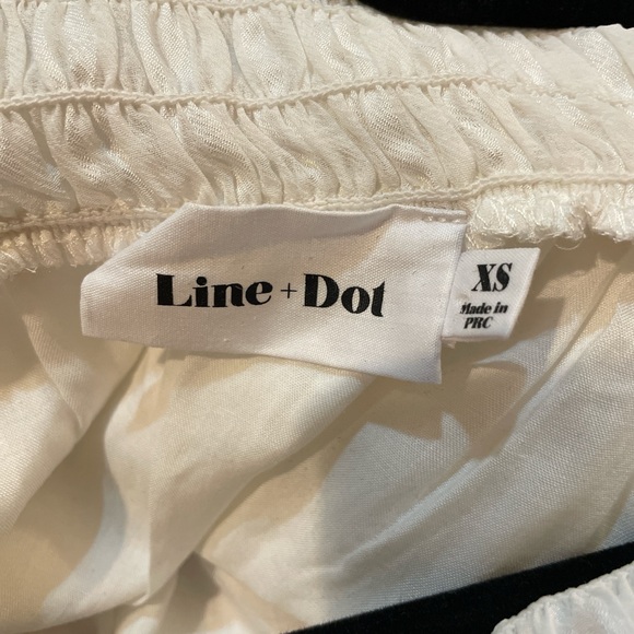 Line & Dot Revolve Blouse XS Off White Cream Off The Shoulder Top Peplum Waist - Picture 6 of 7